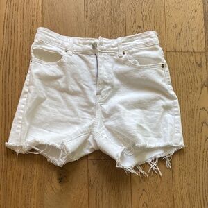H&M White Distressed Jean Shorts